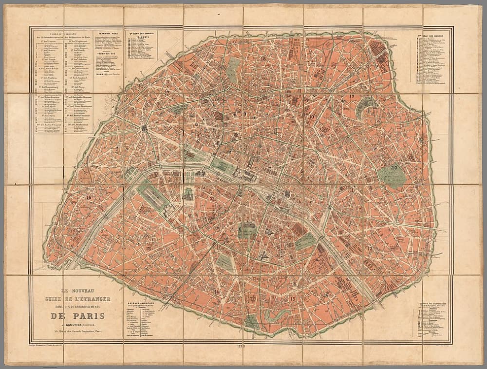 Paris Map - 1878 - Gaultier