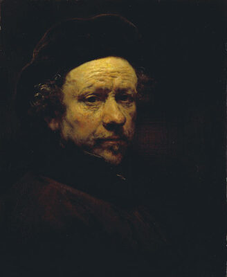 Rembrandt -Self-portrait with beret and turned-up collar aged 51 - 1657