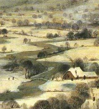 Pieter Bruegel el Viejo - Los cazadores en la nieve - detalle