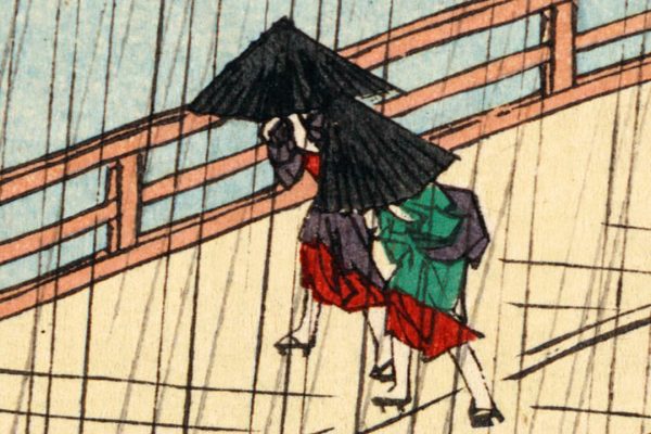 Ando Hiroshige - Sudden shower over Shin-Ohashi bridge and Atake - detail 2