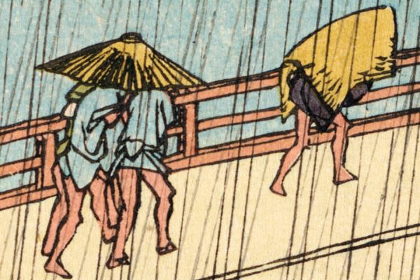 Ando Hiroshige - Sudden shower over Shin-Ohashi bridge and Atake - detail 4