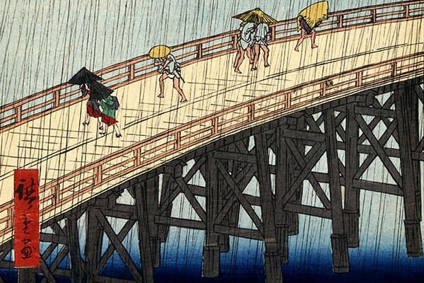 Ando Hiroshige - Sudden shower over Shin-Ohashi bridge and Atake - thumbnail