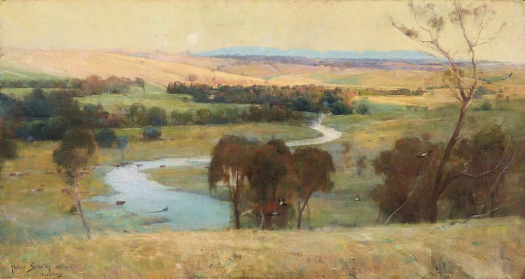 Arthur Streeton - Still glides the stream and shall for ever glide - 1890