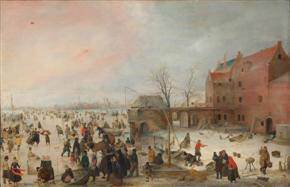 Hendrick Avercamp, Kolfspelers op het ijs.