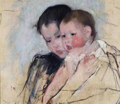 Mary Cassatt, Bebé en brazos de su madre (detalle)