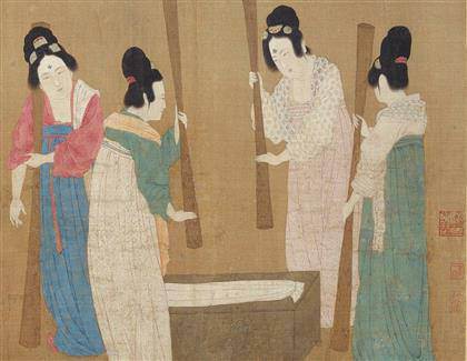 Emperor Huizong, Court Ladies Preparing Newly Woven Silk
