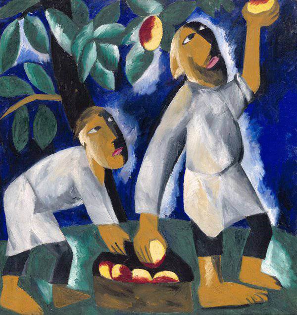 Natalia Goncharova - Campesinos recogiendo manzanas