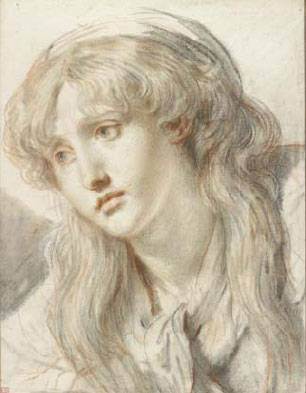 Jean-Baptiste Greuze - Cabeza de mujer entristecida