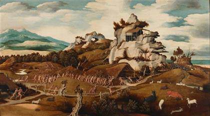 Jan Mostaert - Landscape with an Episode from the Conquest of America