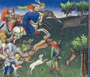 Hunting Party Pursuing Wild Boar, Gaston Phoebus