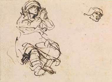 Rembrandt - Estudio de mujer enferma