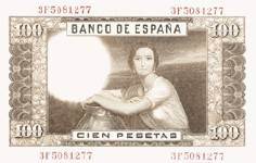 "La Fuensanta" en un antiguo billete de 100 pesetas