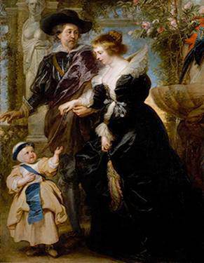 Rubens - His Wife Helena Fourment (1614-1673), and Their Son Peter Paul (born 1637) (oil on canvas, probably late 1630s)