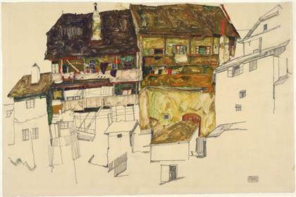 Egon Schiele - Casas antiguas de Krumau