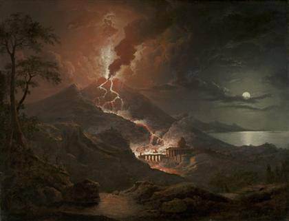 Sebastian Pether - Erupción del Vesubio y destrucción de una ciudad romana, 1824.