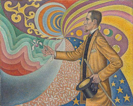Paul Signac. Opus 217. Against the Enamel of a Background Rhythmic with Beats and Angles, Tones, and Tints, Portrait of M. Félix Fénéon in 1890