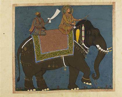 El Sultán Muhammad 'Adil Shah y Ikhlas Khan en un elefante