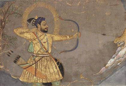 El Sultán ‘Ali ‘Adil Shah II lanzando una flecha a un tigre