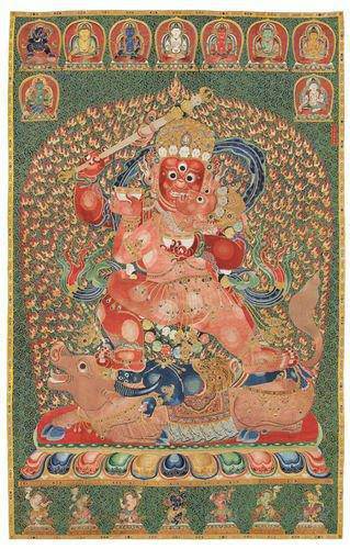 Thangka of Raktayamari, the Red Conqueror of Death