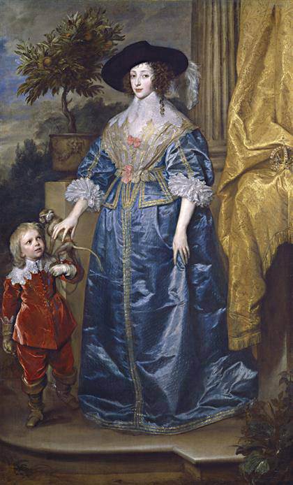 Anthony van Dyck - La Reina Henrietta Maria con Jeffery Hudson