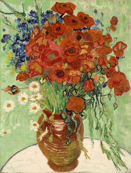 Vincent van Gogh - Naturaleza muerta, jarrón con margaritas y amapolas