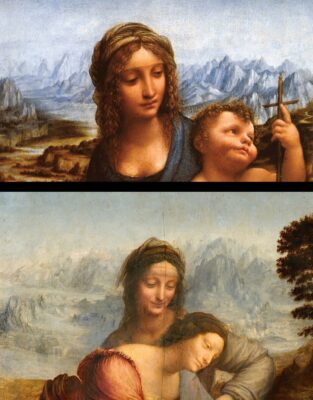 Leonardo da Vinci - Madonna dei fusi - Virgin Saint Anne - comparison