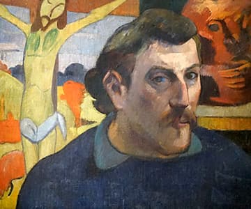 Paul Gauguin - Portrait de lartiste au Christ jaune - 1890 - Oil on canvas - 38 x 46 cm - Musee dOrsay - Paris