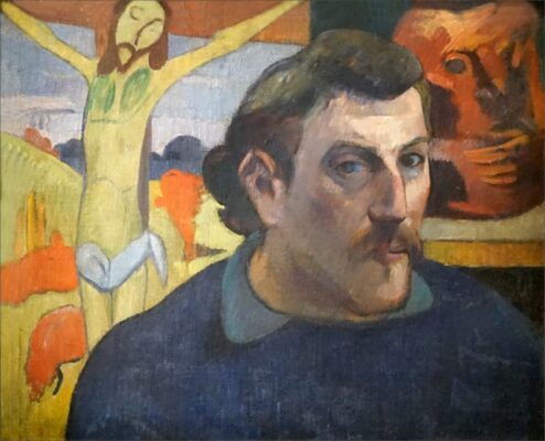 Paul Gauguin - Portrait de lartiste au Christ jaune - 1891