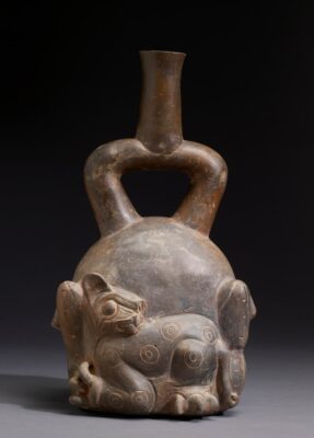 Pre Columbian - Chavin - Feline-and-Cactus Stirrup Vessel - Walters Art Museum