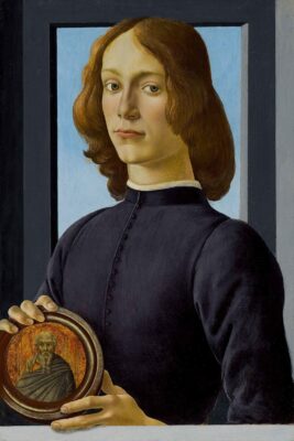 Sandro Botticelli - Portrait of a young man holding a medallion - c.1480