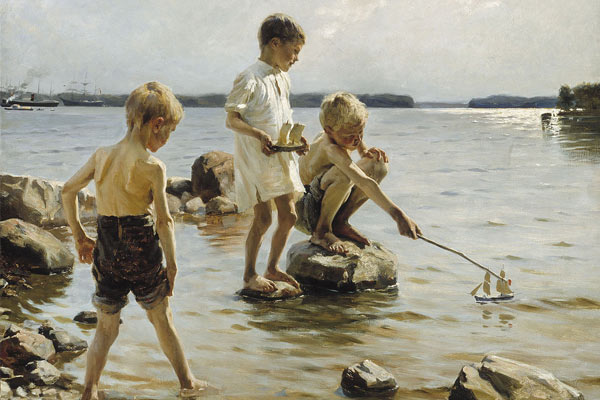 Albert Edelfelt - Boys Playing on the Shore - thumbnail