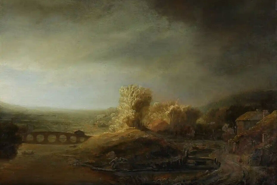 Rembrandt - Landscape with arched bridge