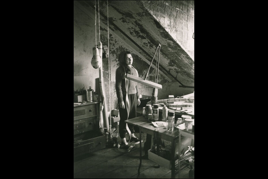 Eva Hesse in her studio in Bowery