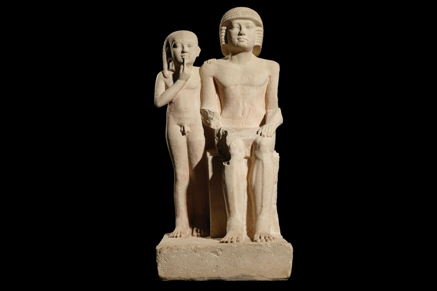 Egyptian sculpture of Mehernefer and his son