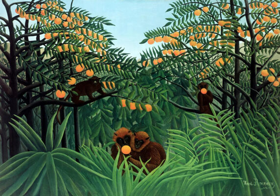 Henri Rousseau - Apes in the Orange Grove - The Tropics - 1910