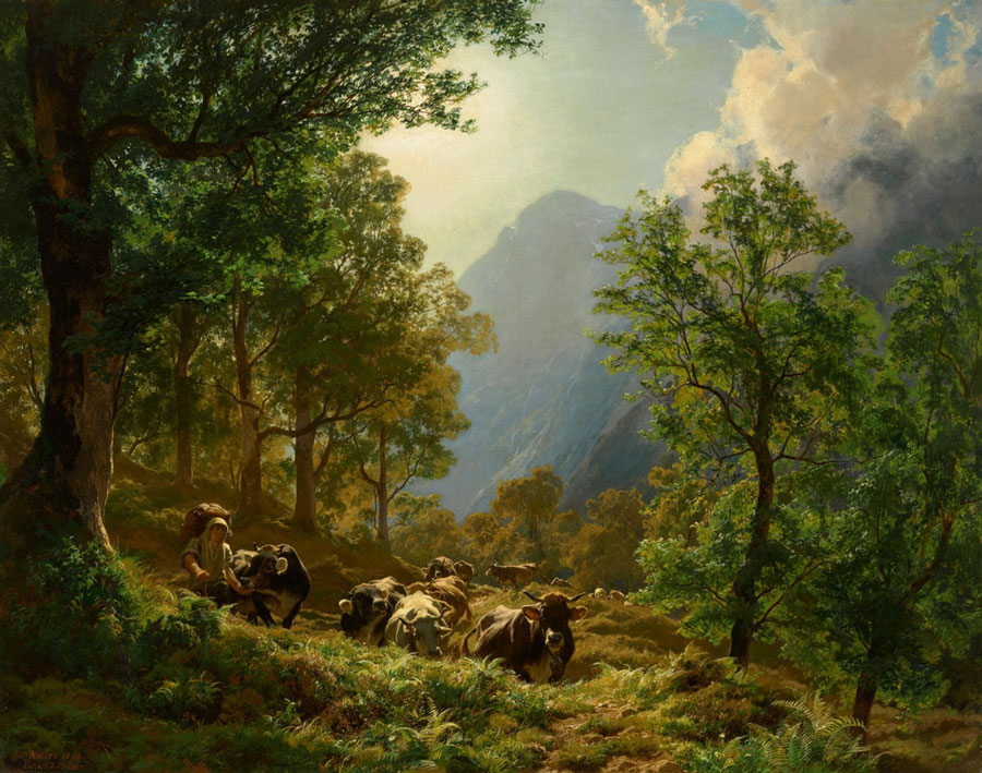 Rudolf Koller - Shepherd with Cows - 1858