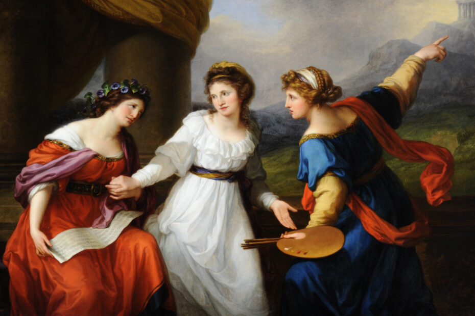 Self-portrait of the Artist hesitating between the Arts of Music and Painting by Angelica Kauffman RA (Chur 1741 ¿ Rome 1807)